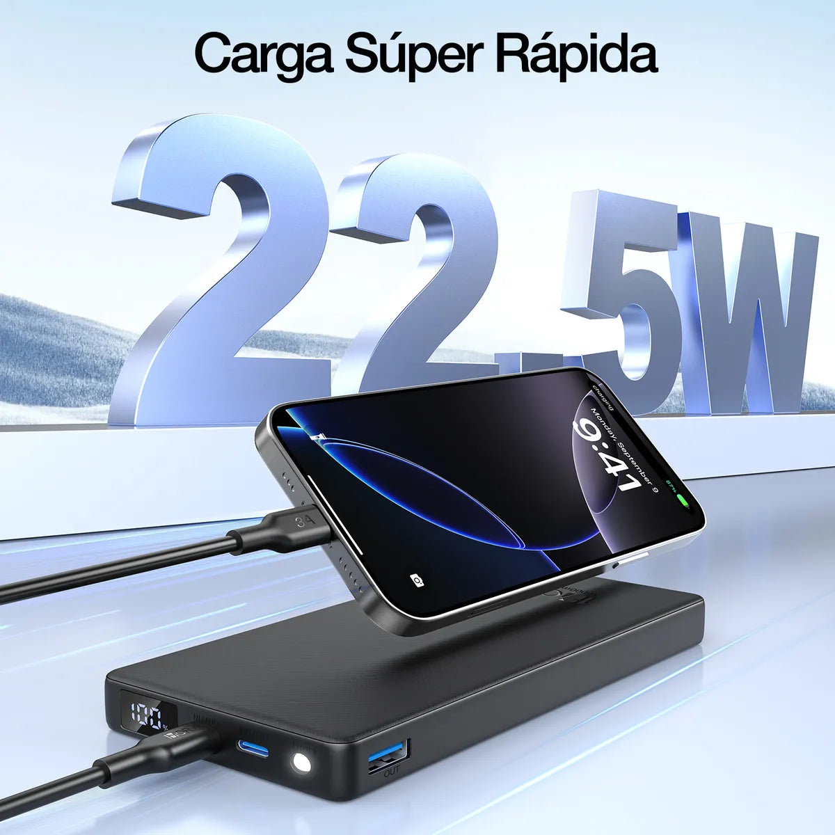 Bateria externa 1hora 10,000mAh carga rapida