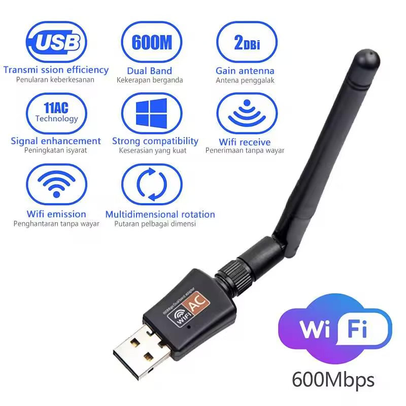 Adaptador USB a WIFI 600mbps