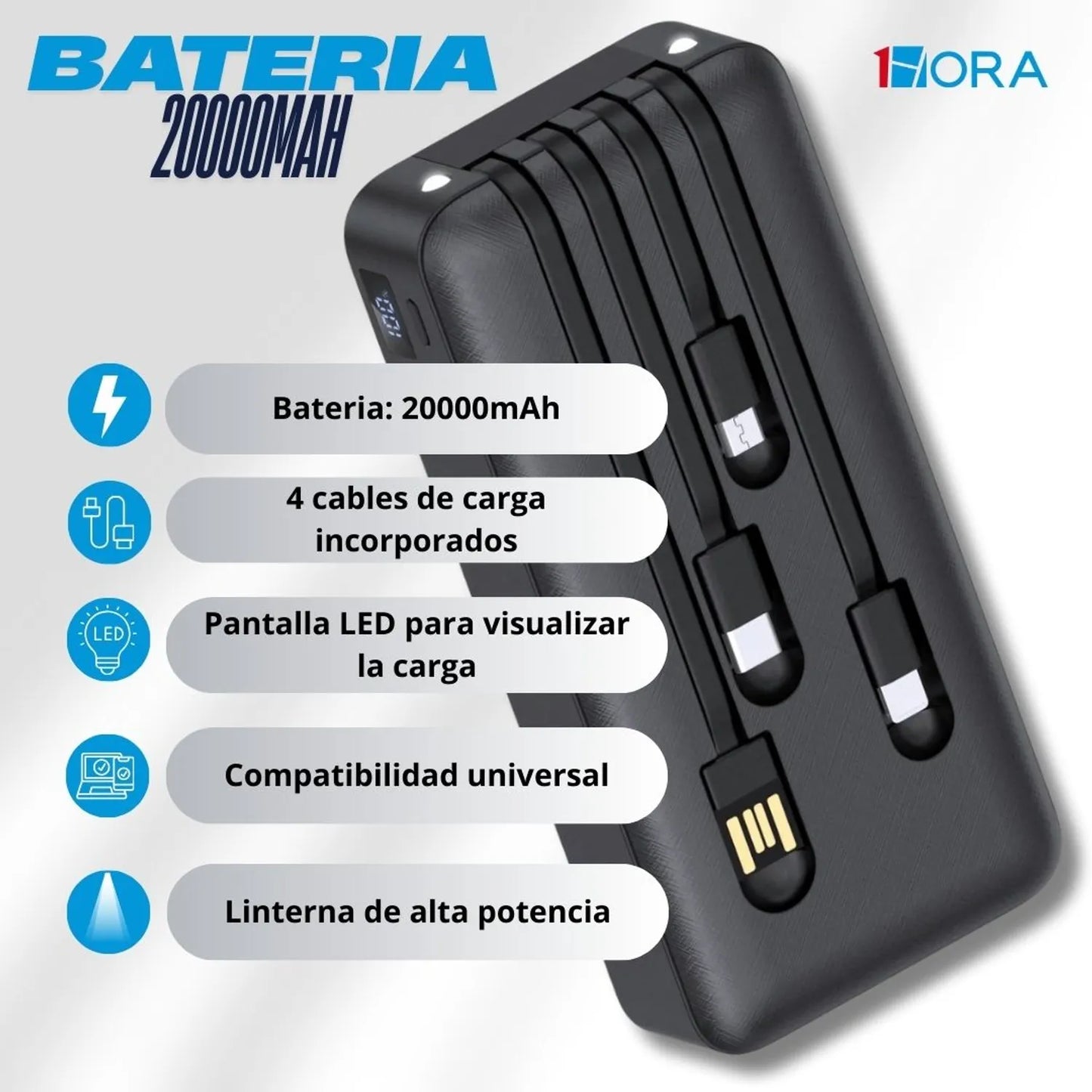 Bateria externa 1hora 20,000mAh