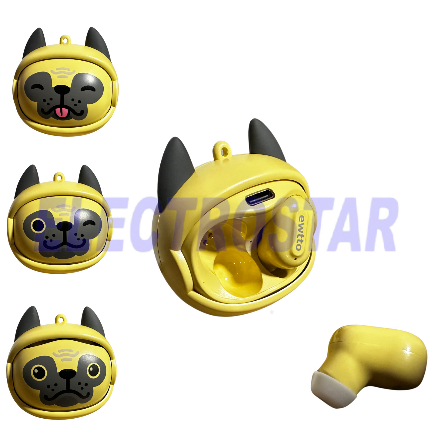 Audífonos Bluetooth pug-amarillo