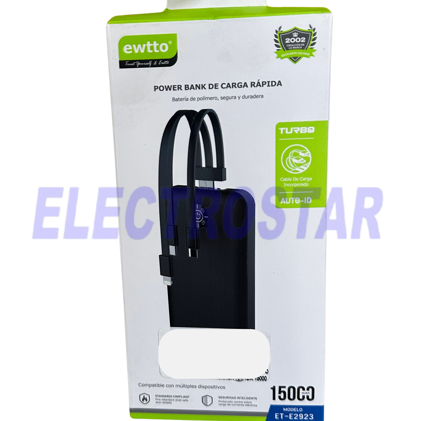 Bateria externa con cables incorporados 15,000MHA