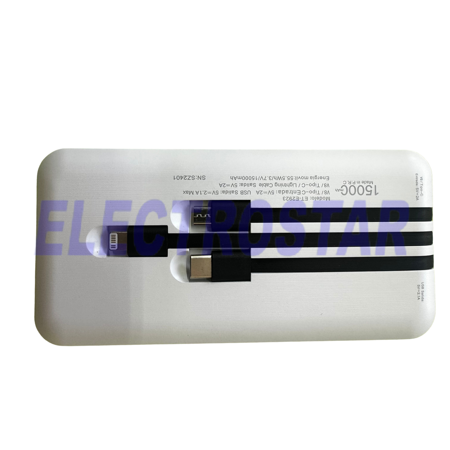 Bateria externa con cables incorporados 15,000MHA