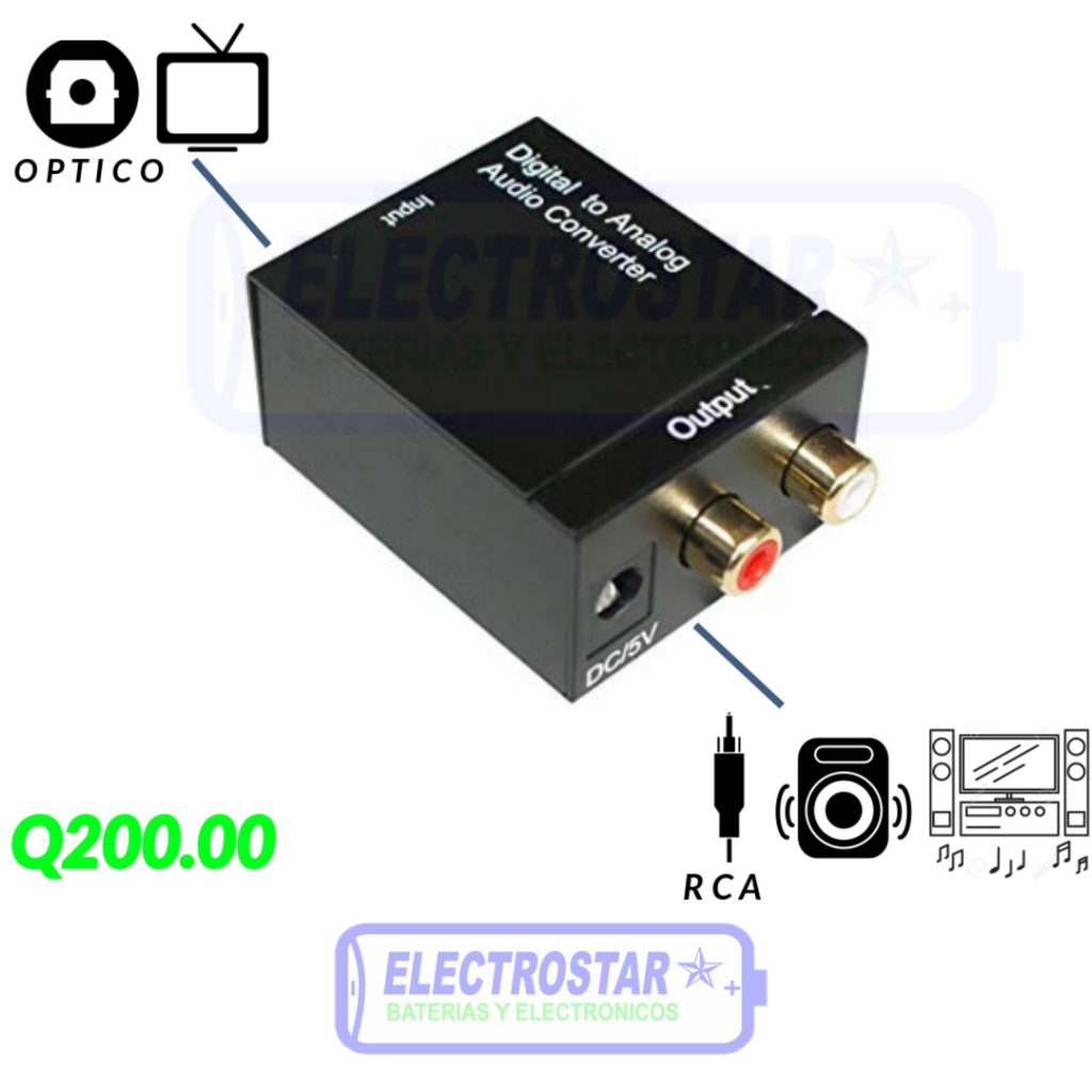 Convertidor de Audio Digital (Óptico Digital o Coaxial Digital) a Analógico  (RCA) – ELECTRÓNICA GUATEMALA OXDEA